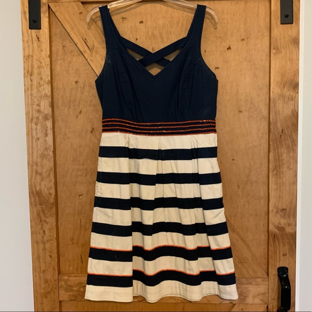 Orange and Navy Anthropologie Dress